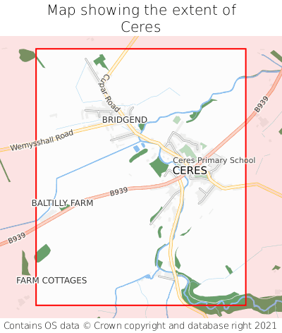 Map showing extent of Ceres as bounding box