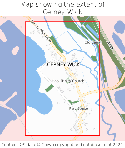 Map showing extent of Cerney Wick as bounding box