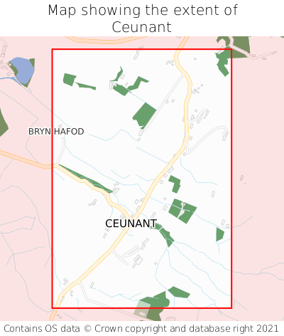 Map showing extent of Ceunant as bounding box