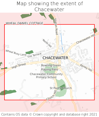Map showing extent of Chacewater as bounding box