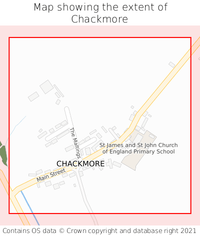 Map showing extent of Chackmore as bounding box