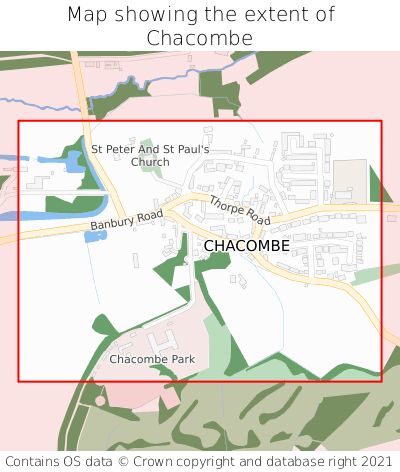 Map showing extent of Chacombe as bounding box
