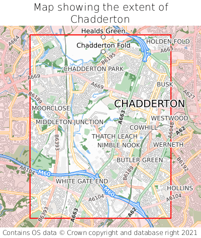 Map showing extent of Chadderton as bounding box