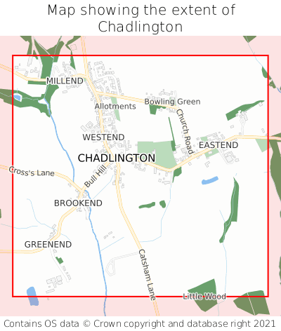 Map showing extent of Chadlington as bounding box