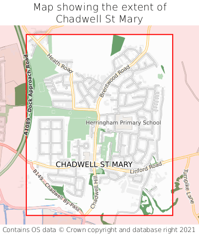 Map showing extent of Chadwell St Mary as bounding box