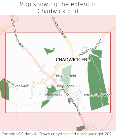 Map showing extent of Chadwick End as bounding box