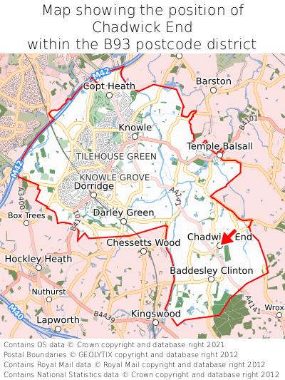 Map showing location of Chadwick End within B93