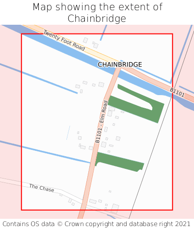Map showing extent of Chainbridge as bounding box