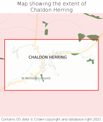 Map showing extent of Chaldon Herring as bounding box
