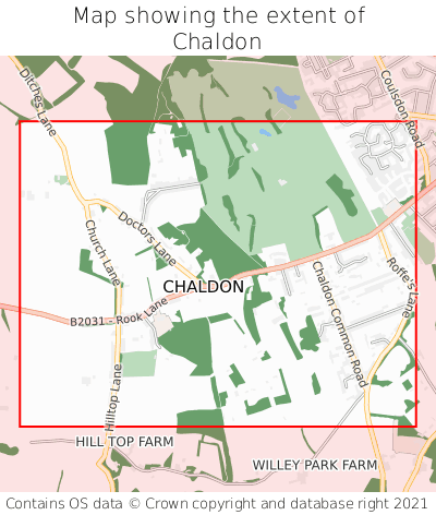 Map showing extent of Chaldon as bounding box