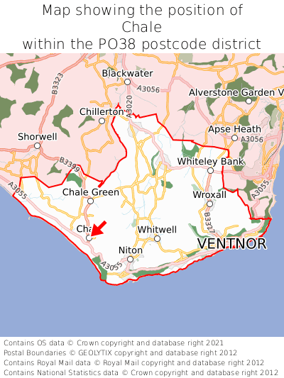 Map showing location of Chale within PO38