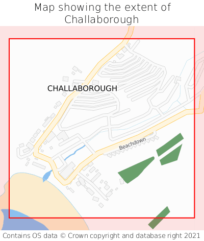 Map showing extent of Challaborough as bounding box