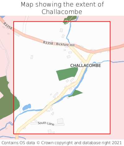 Map showing extent of Challacombe as bounding box