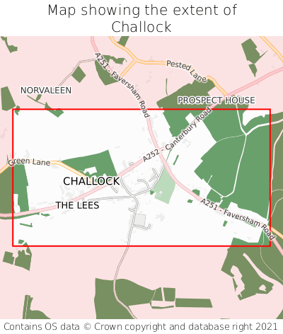 Map showing extent of Challock as bounding box