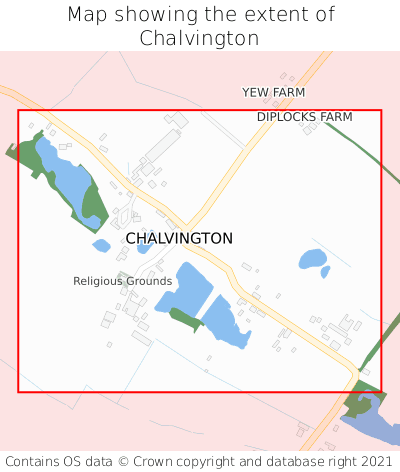 Map showing extent of Chalvington as bounding box