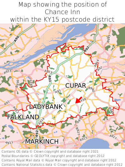 Map showing location of Chance Inn within KY15