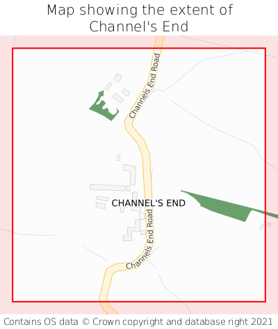 Map showing extent of Channel's End as bounding box