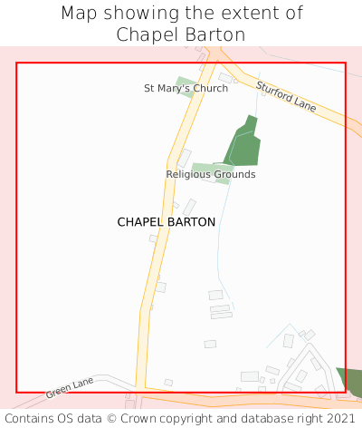 Map showing extent of Chapel Barton as bounding box