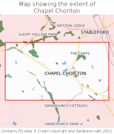 Map showing extent of Chapel Chorlton as bounding box