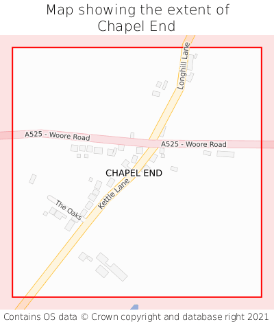 Map showing extent of Chapel End as bounding box