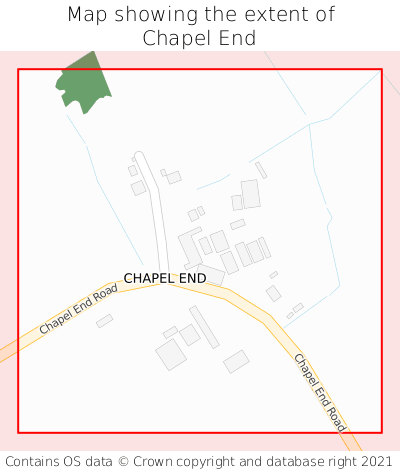 Map showing extent of Chapel End as bounding box