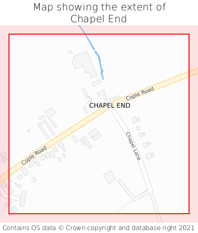 Map showing extent of Chapel End as bounding box