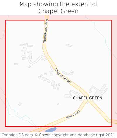 Map showing extent of Chapel Green as bounding box