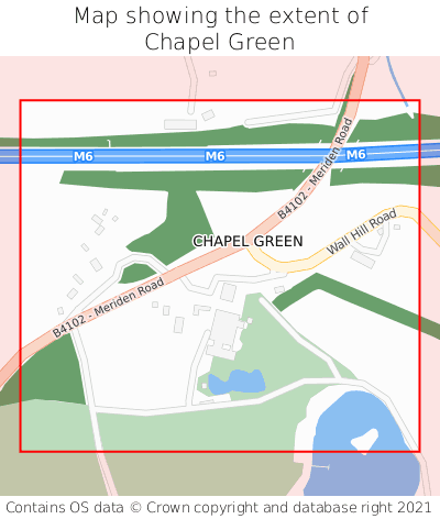 Map showing extent of Chapel Green as bounding box