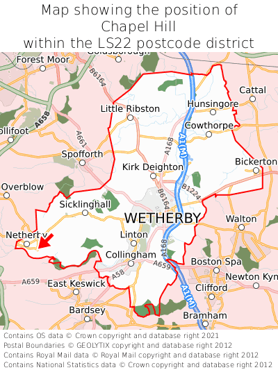 Map showing location of Chapel Hill within LS22