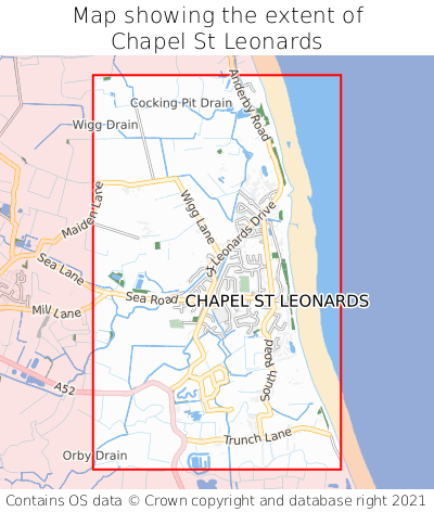 Map showing extent of Chapel St Leonards as bounding box