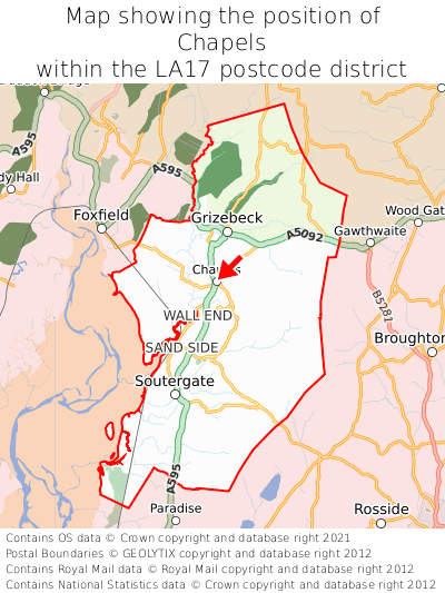 Map showing location of Chapels within LA17