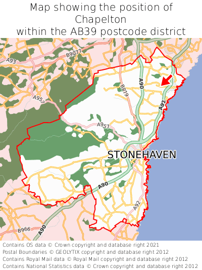 Map showing location of Chapelton within AB39