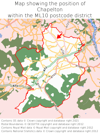 Map showing location of Chapelton within ML10