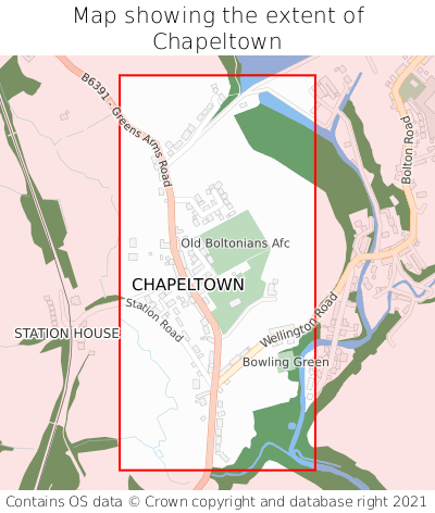 Map showing extent of Chapeltown as bounding box