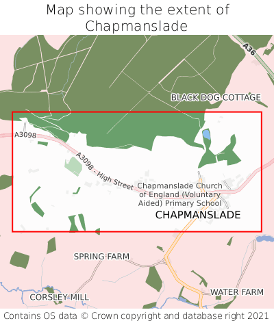Map showing extent of Chapmanslade as bounding box