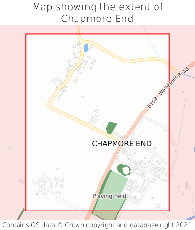 Map showing extent of Chapmore End as bounding box