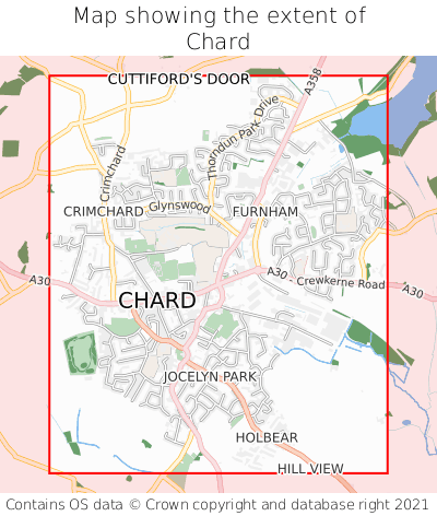 Map showing extent of Chard as bounding box
