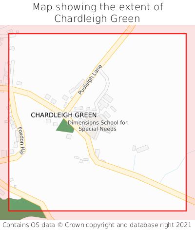 Map showing extent of Chardleigh Green as bounding box
