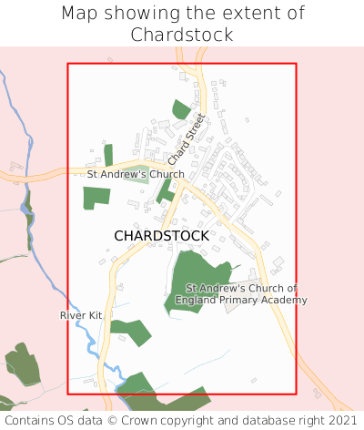 Map showing extent of Chardstock as bounding box
