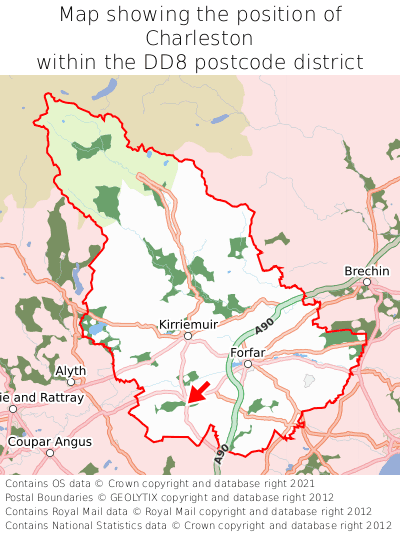 Map showing location of Charleston within DD8