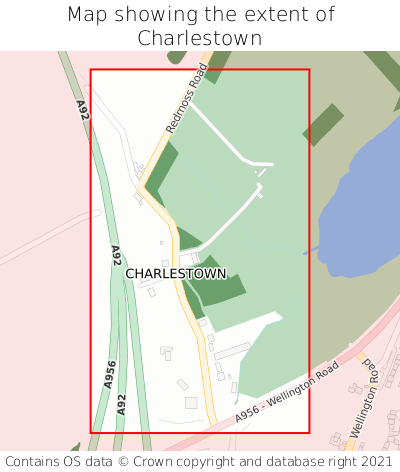 Map showing extent of Charlestown as bounding box