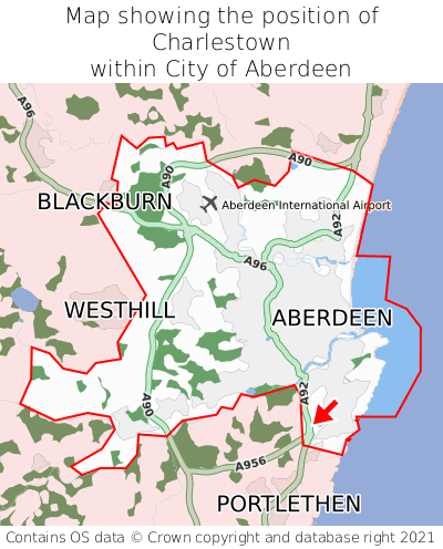 Map showing location of Charlestown within City of Aberdeen