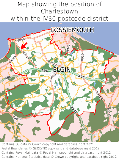 Map showing location of Charlestown within IV30