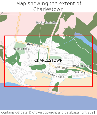 Map showing extent of Charlestown as bounding box