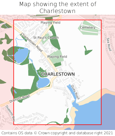 Map showing extent of Charlestown as bounding box