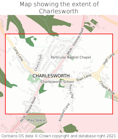 Map showing extent of Charlesworth as bounding box