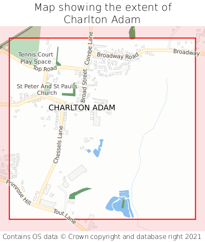 Map showing extent of Charlton Adam as bounding box