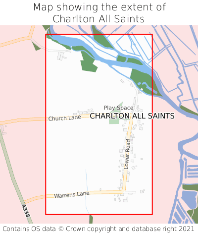 Map showing extent of Charlton All Saints as bounding box