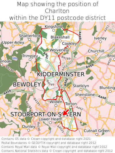 Map showing location of Charlton within DY11