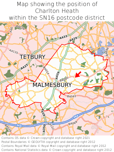Map showing location of Charlton Heath within SN16